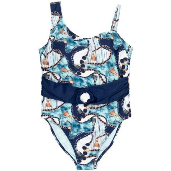 Lysa Women's Blue & White Cute and Stylish One-piece Bathing Suit Size 1X 18-20 - Picture 2 of 9